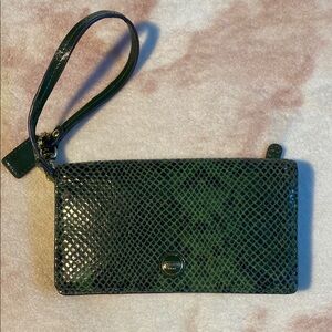 Coach Green Snakeskin Wristlet